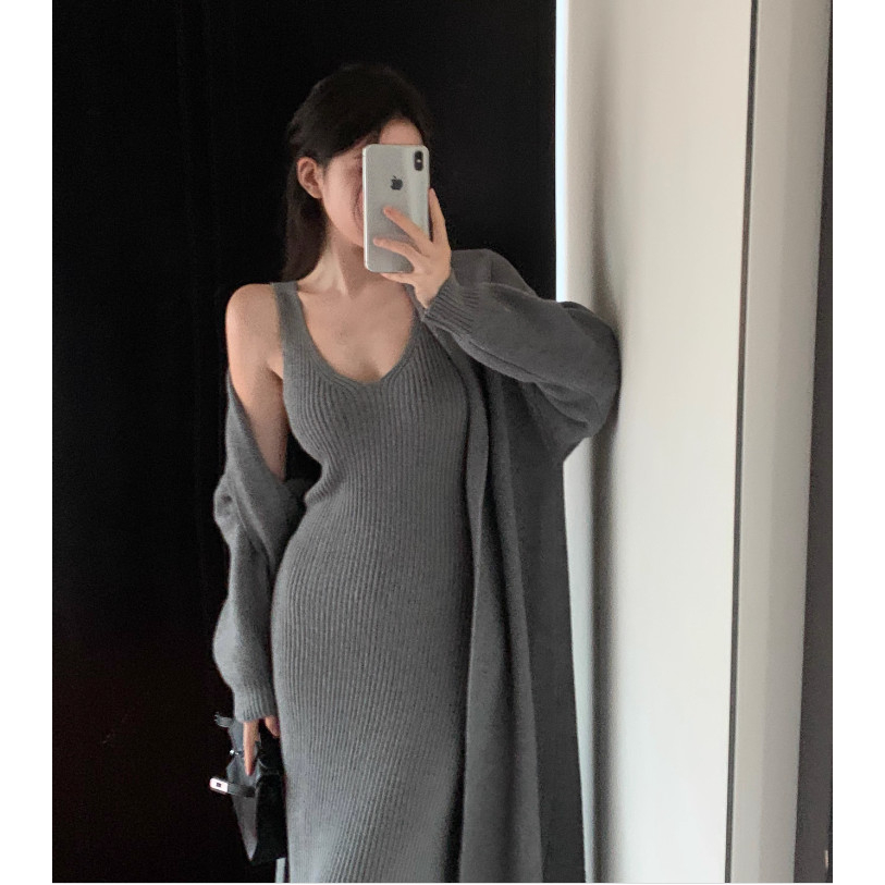 𝟮𝟮.𝗦𝘁𝘂𝗱𝗶𝗼𝗼 ~ Set váy len body nữ set váy len ôm body và áo cadigan dài cho nữ sang chảnh tiểu thư chất len mịn