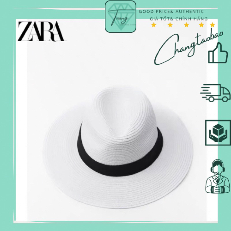 Auth Zara Mũ cói vành rộng size s 56cm