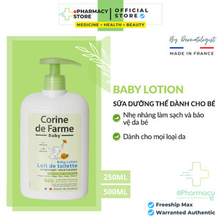 Lotion cho bé CORINE DE FARME BABY LOTION làm sạch và dưỡng ẩm an toàn cho bé yêu