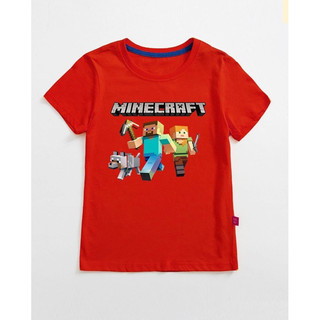 Áo thun cotton cộc tay hình Minecraft cho bé