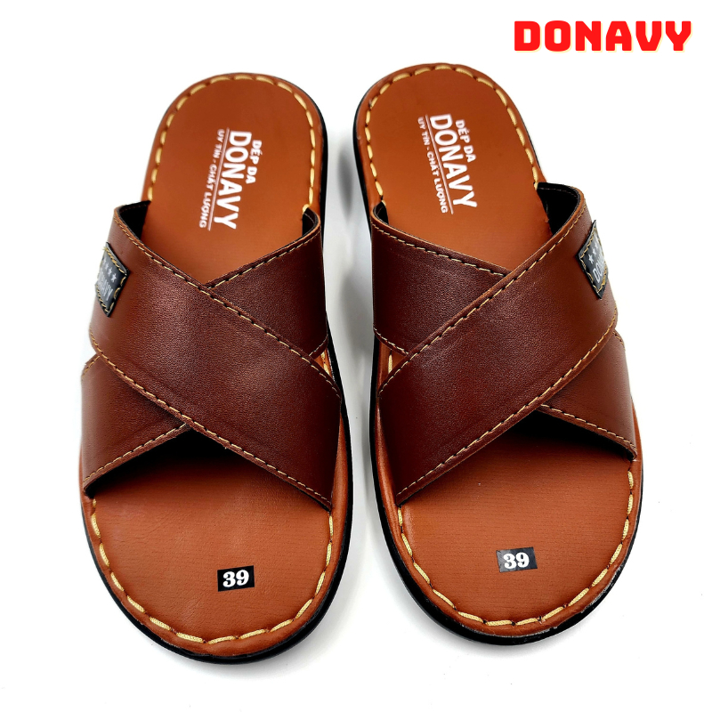 Dép Nam Chữ K Da Sít Nhật Không Thấm Nước, Đế Đúc Nguyên Khối, May Full Handmade D.CHUKS