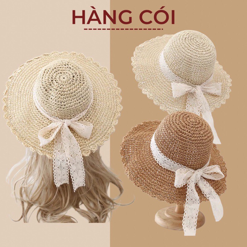 Nón cói mũ cói mềm phong cách vintage thắt nơ phụ kiện chụp ảnh-Hàng Cói