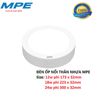 Đèn led ốp trần gắn nổi 12W, 18W, 24W thân nhựa chính hãng MPE