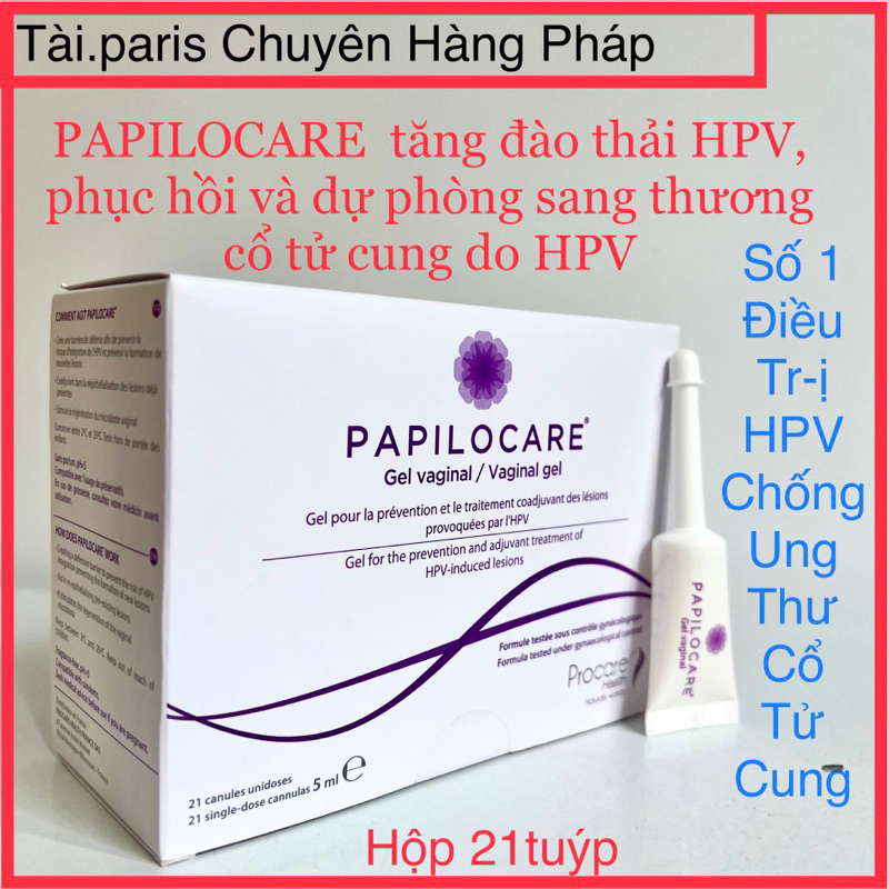 PAPILOCARE Gel phụ khoa tăng đào thải HPV, phục hồi và dự phòng sang thương cổ tử cung do HPV