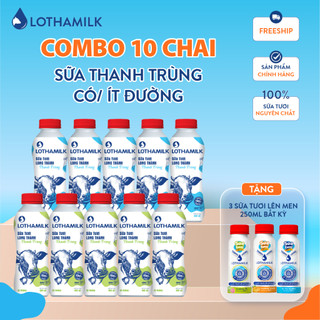 Combo 10 chai sữa tươi thanh trùng 490ml các loại