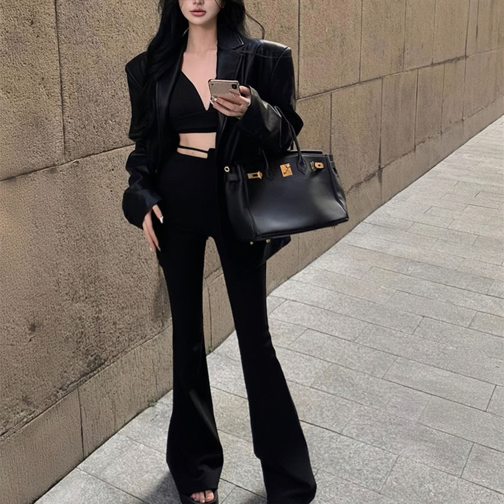 Áo Khoác Da Blazer Nâu