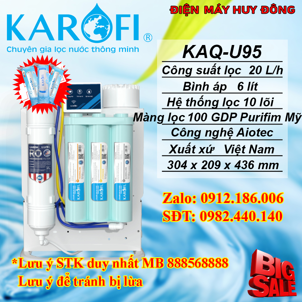 MÁY LỌC NƯỚC KAROFI KAQ-U95 - Hàng chính hãng