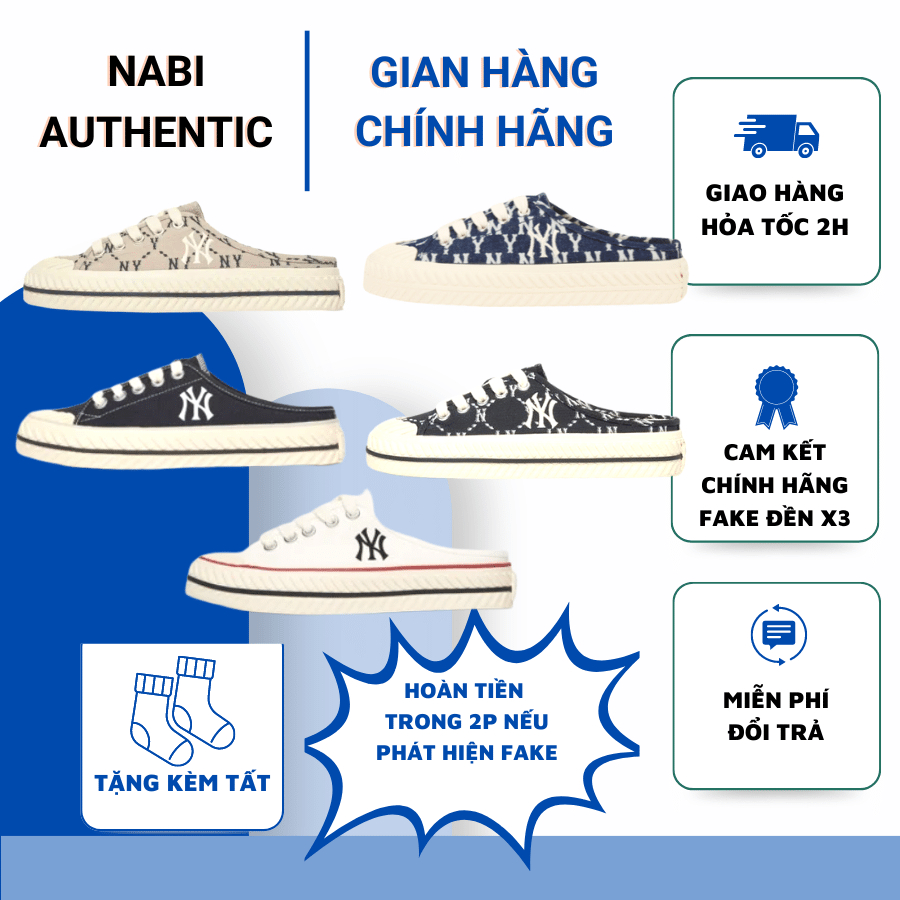 Giày đạp gót Sneaker MLB Playball Origin Mule NY