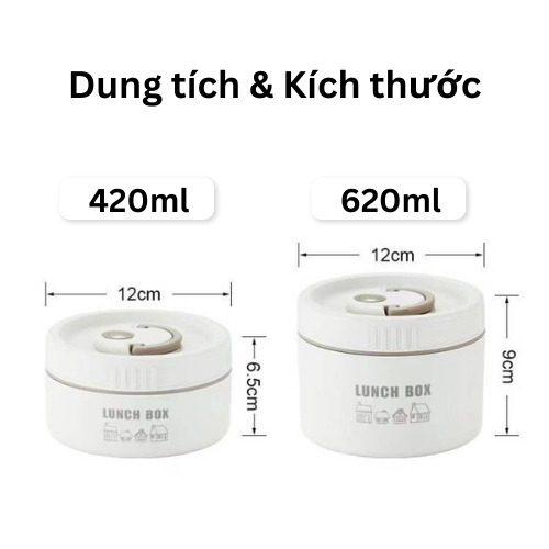 Hộp cơm trưa văn phòng giữ nhiệt INOX 304 nhựa PP cao cấp an toàn, có thể quay lò vi sóng, chống tràn hiệu quả