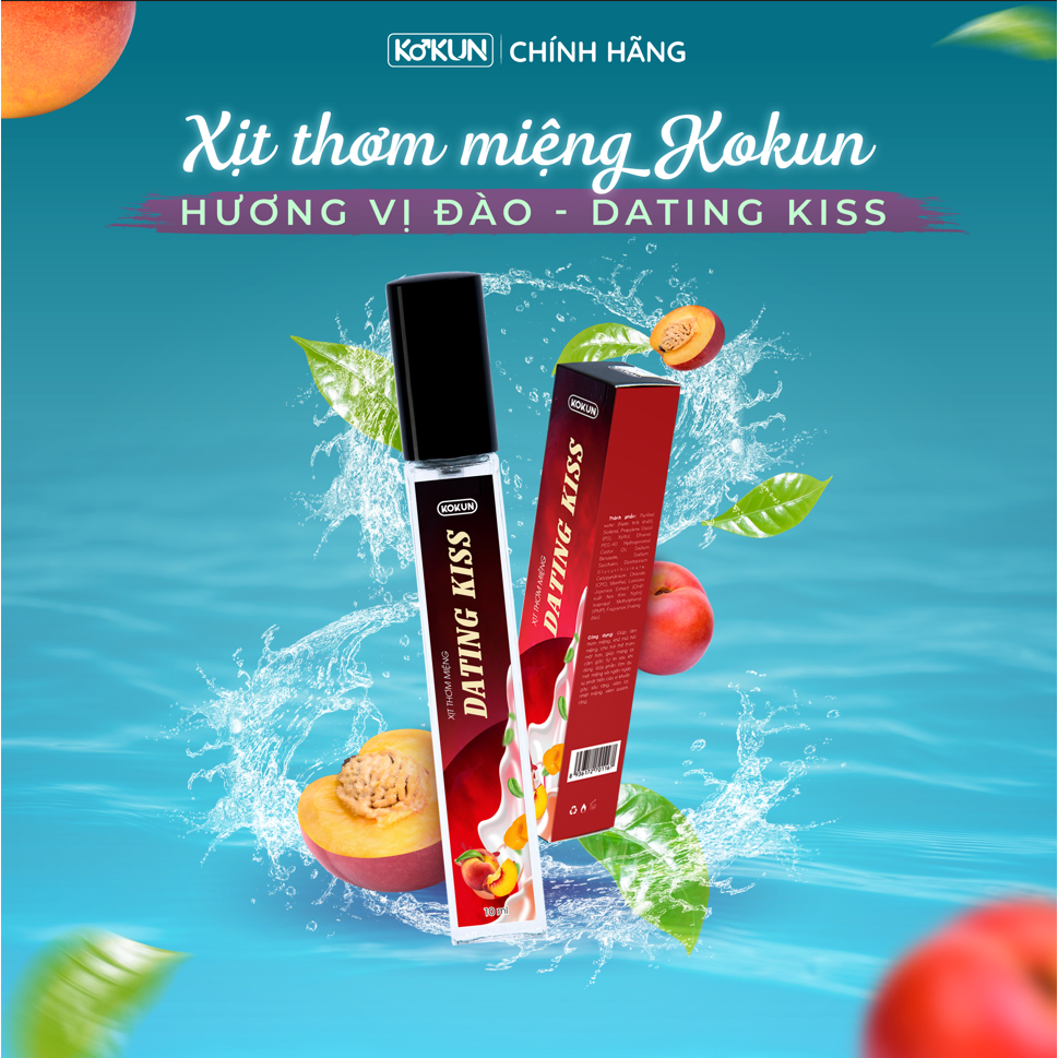 Xịt Thơm Miệng KoKun | Sịt Thơm Miệng 4 Vị Hoa Quả |  Siêu Thơm Mát Ngọt Ngào Mang Lại Nụ Hôn Tươi Mát - KOKUN
