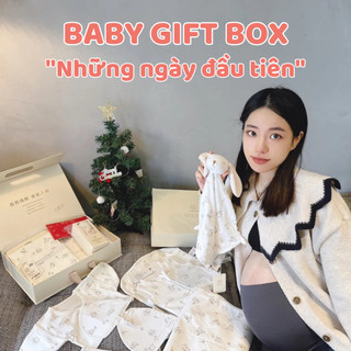 Set Đồ Sơ Sinh cao cấp bé yêu , Bộ quà Tặng đầy tháng có hộp đựng sang trọng 5 chi tiết