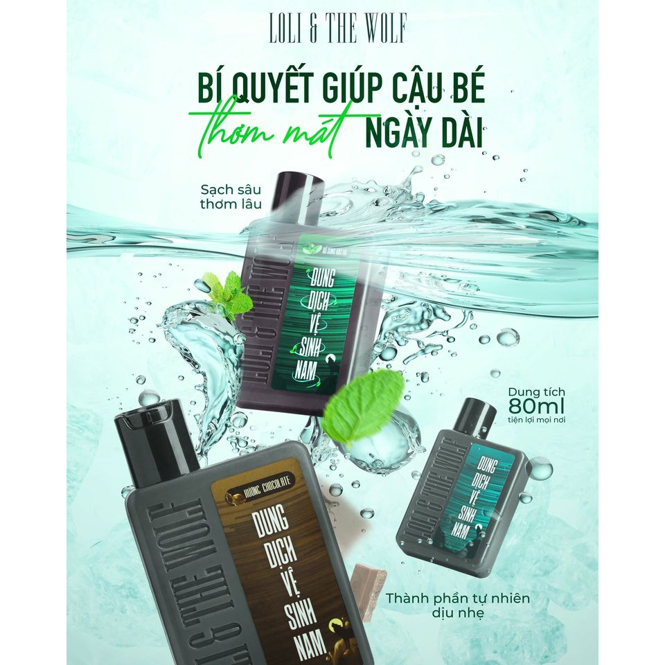 Dung Dịch Vệ Sinh Nam Giới Loli & The Wolf Mùi Hương Nam Tính, Khử Mùi Tốt Chai 80ml Diện Mạo Mới