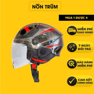 Nón bảo hiểm nửa đầu KYT có kính Tiger jet tem đen đỏ