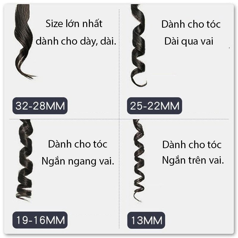 Máy Uốn Tóc Xoăn Xoay 360 Độ - Máy Làm Xoăn Nhiều Kích Thước Chuyên Nghiệp Cho Salon