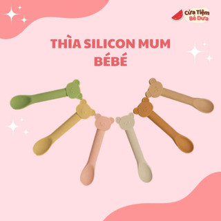 Thìa ăn dặm gấu silicon MUM BÉBÉ siêu xịn sò cho bé từ 4 tháng