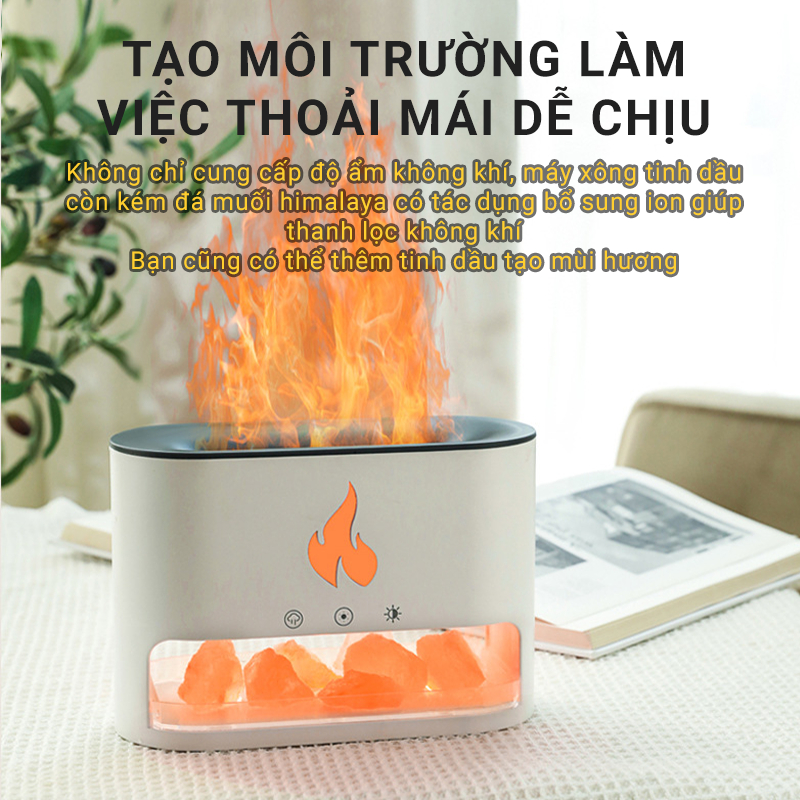 Máy xông tinh dầu phun sương tạo ẩm ngọn lửa - LED 7 màu mô phỏng ngọn lửa - Bảo hành 12 T