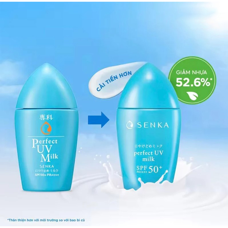 Sữa Chống Nắng Lành Tính, Dành Cho Da Nhạy Cảm Senka Perfect UV Gentle Milk A SPF 50+/PA++++ 40ml