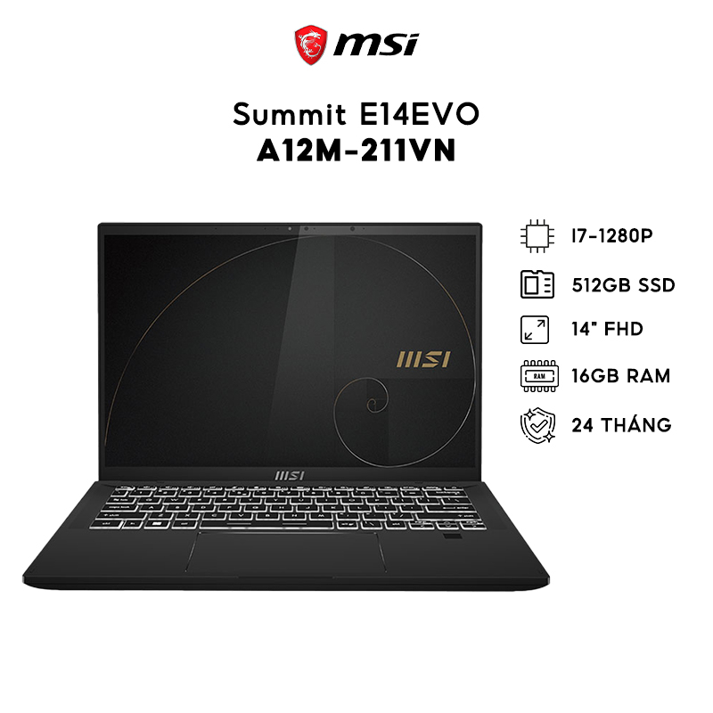 Laptop (Gaming) MSI Summit E14EVO A12M-211VN, I7-1280P, 512GB, 16GB, Iris Xe Graphics, 14" FHD - Ship hỏa tốc