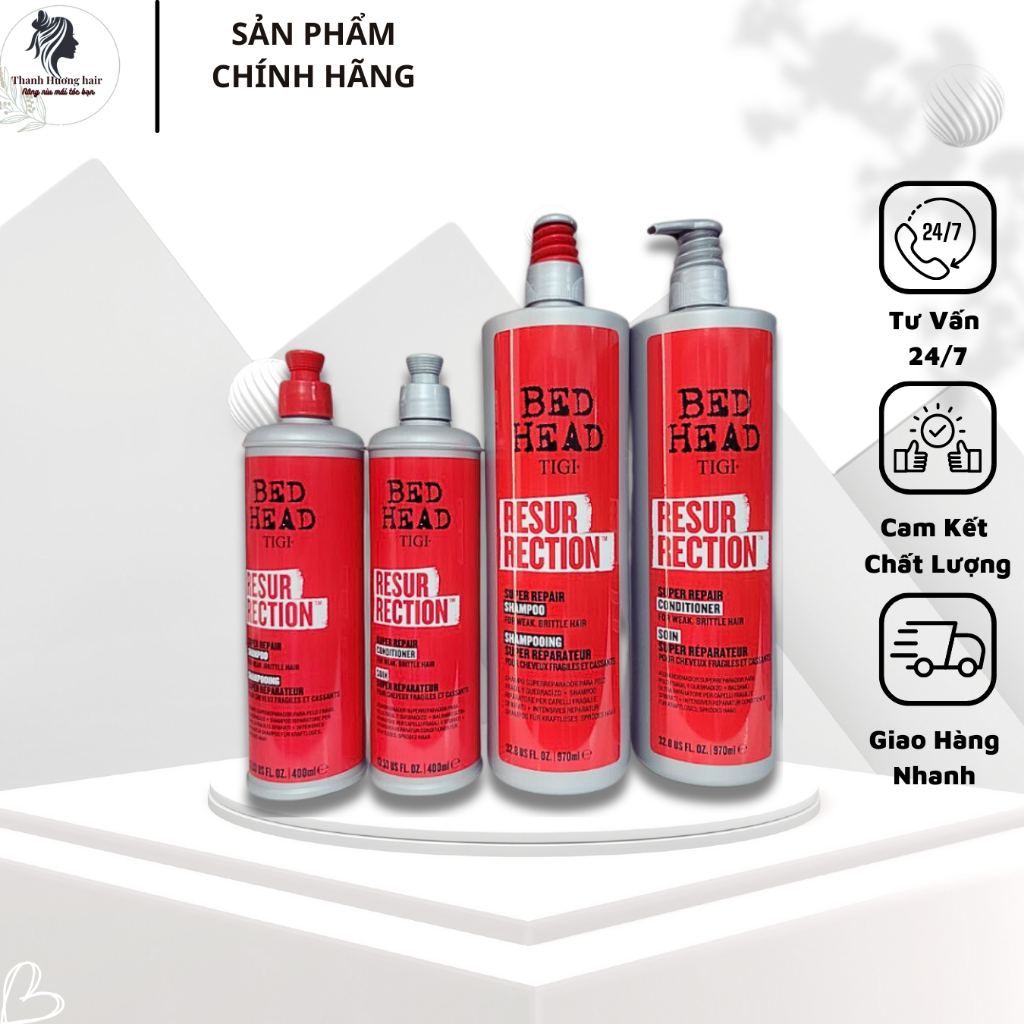 DẦU GỘI + XẢ TÁI SINH TIGI BEDHEAD RESURRECTION LEVEL 3 400ML - 970ml -