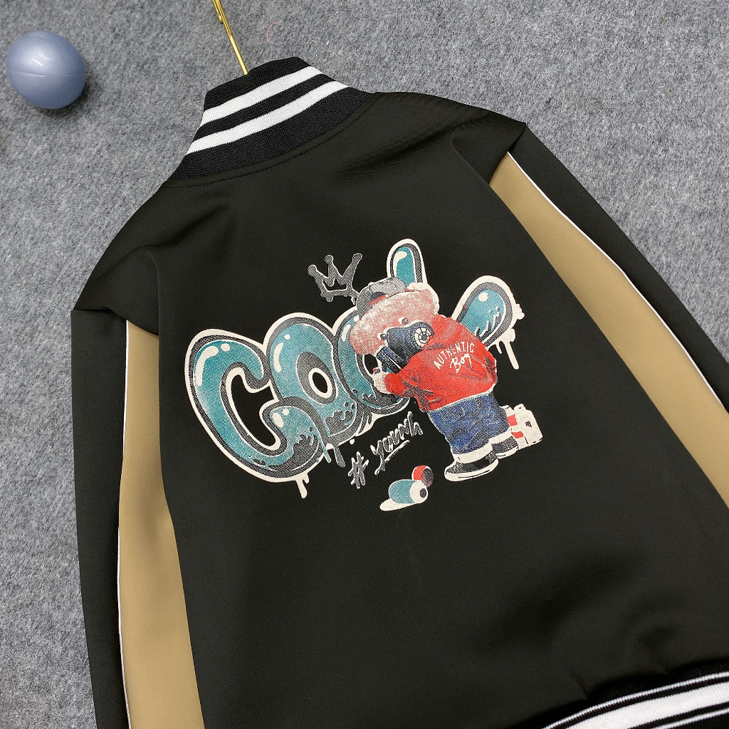 Áo khoác Bomber bé trai - bé gái 18-54kg từ 6-14 tuổi mẫu BLONG. Áo khoác bé trai, áo khoác bé gái, Áo thu đông cho bé