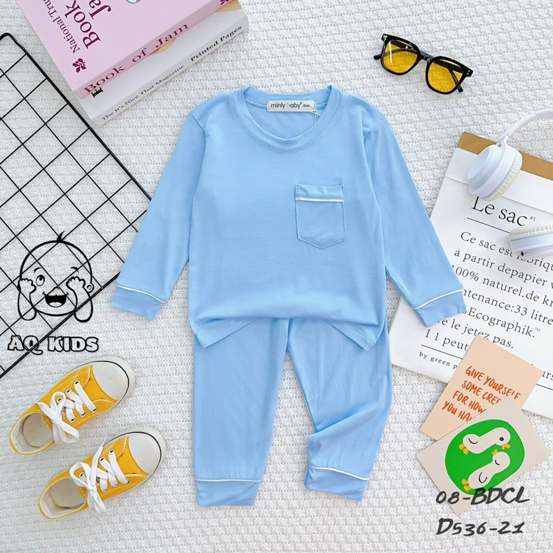 Bộ dài tay thun lạnh trơn chạy lé siêu cưng cho bé size 7-30kg