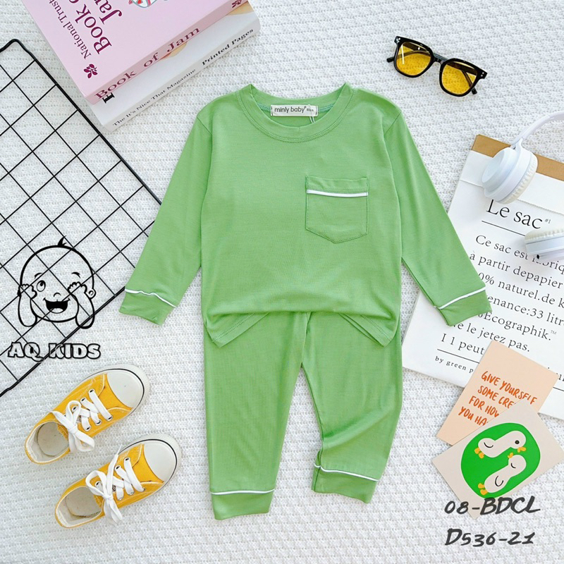 Bộ dài tay thun lạnh trơn chạy lé siêu cưng cho bé size 7-30kg