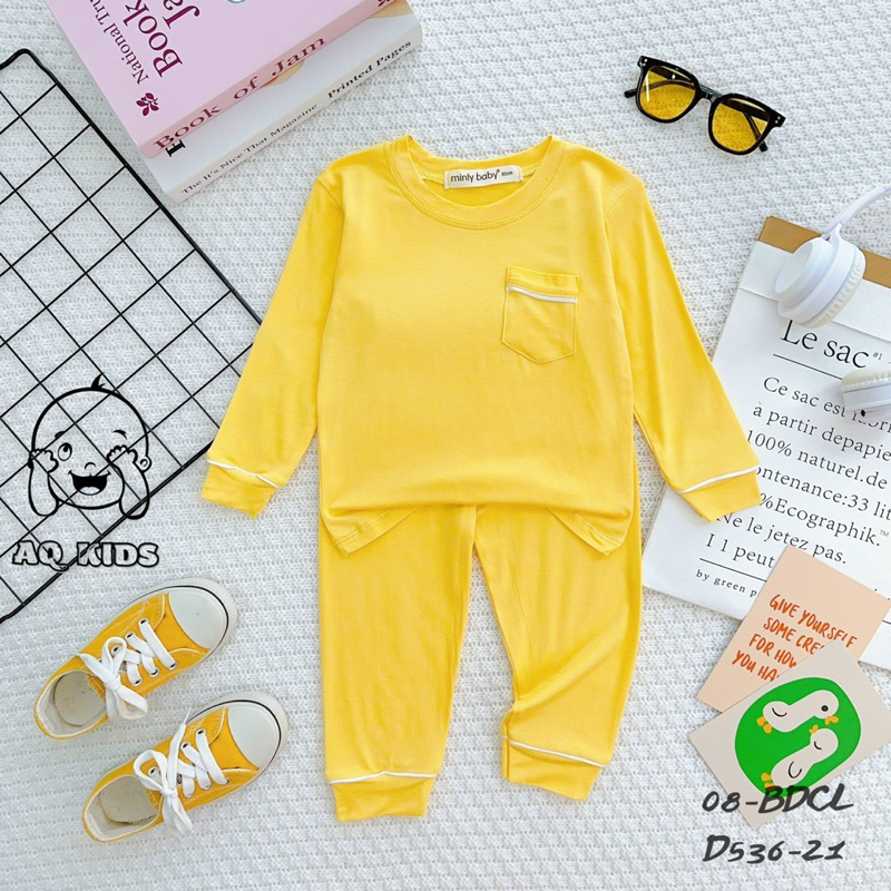 Bộ dài tay thun lạnh trơn chạy lé siêu cưng cho bé size 7-30kg