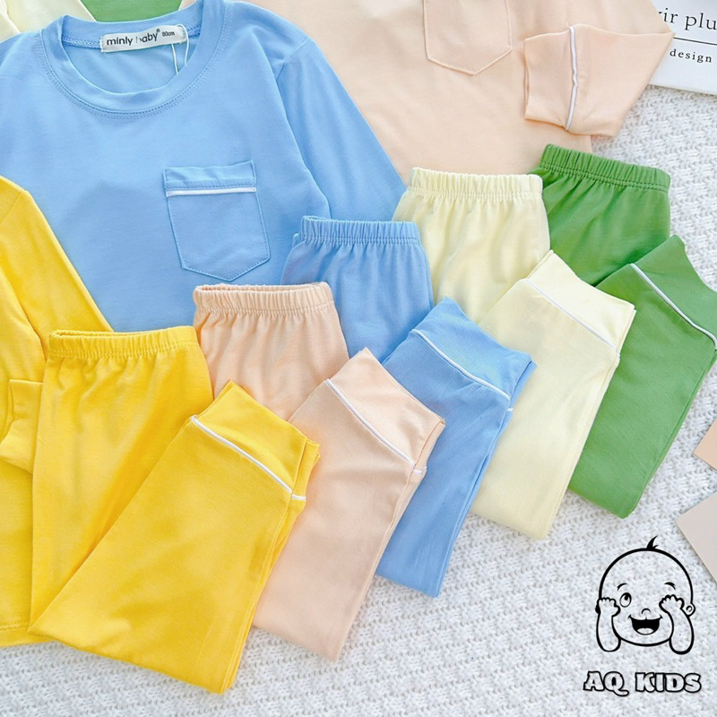 Bộ dài tay thun lạnh trơn chạy lé siêu cưng cho bé size 7-30kg