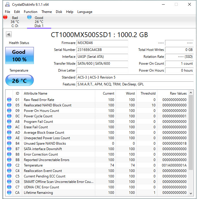 Ổ cứng SSD Crucial MX500 1TB 2.5 Inch
