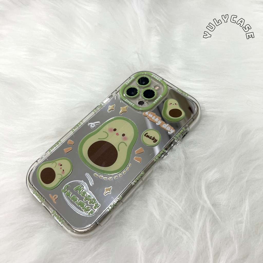 Ốp lưng điện thoại hình quả bơ hoạt hình tráng gương dễ thương dành cho IPhone 11 promax 12 promax 13