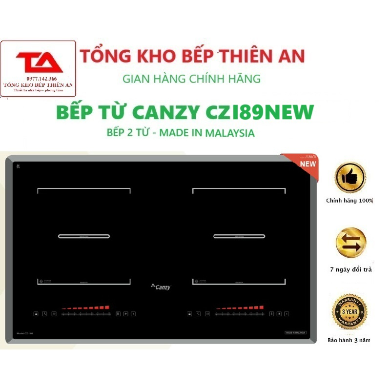 Bếp Từ Canzy CZ-I89new -BẾP TỪ ĐÔI CANZY madein Malaysia ,bếp điện từ bảo hành chính hãng 3 năm