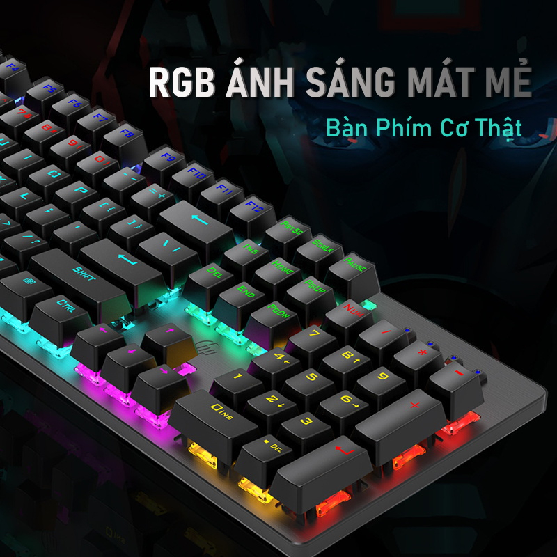Bàn Phím Cơ Gaming 104 Phím Kết Nối Có Dây Trục Màu Xanh Lá Phím Gõ Êm Led Rainbow Nhiều Chế Độ