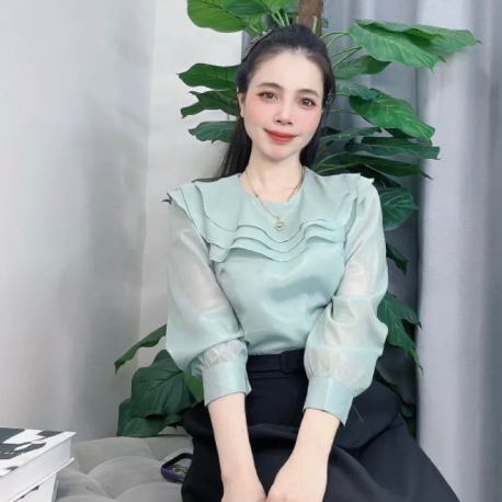 Áo sơ mi cổ viền bèo Nahi.vn NH05 Tay dài chất liệu vải von tơ cao cấp