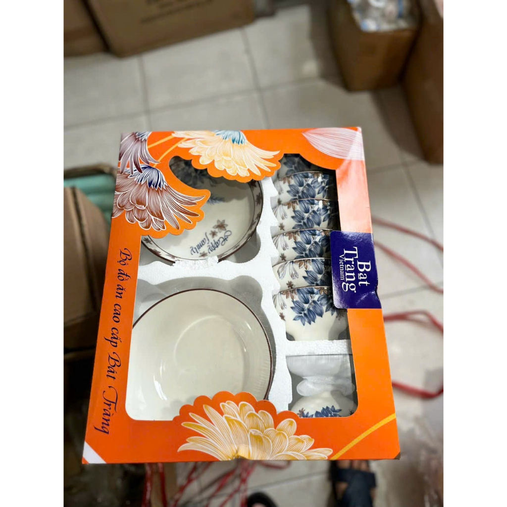 Bộ bát đĩa sứ 10 MÓN Decor MÀU xanh dương CAO CẤP