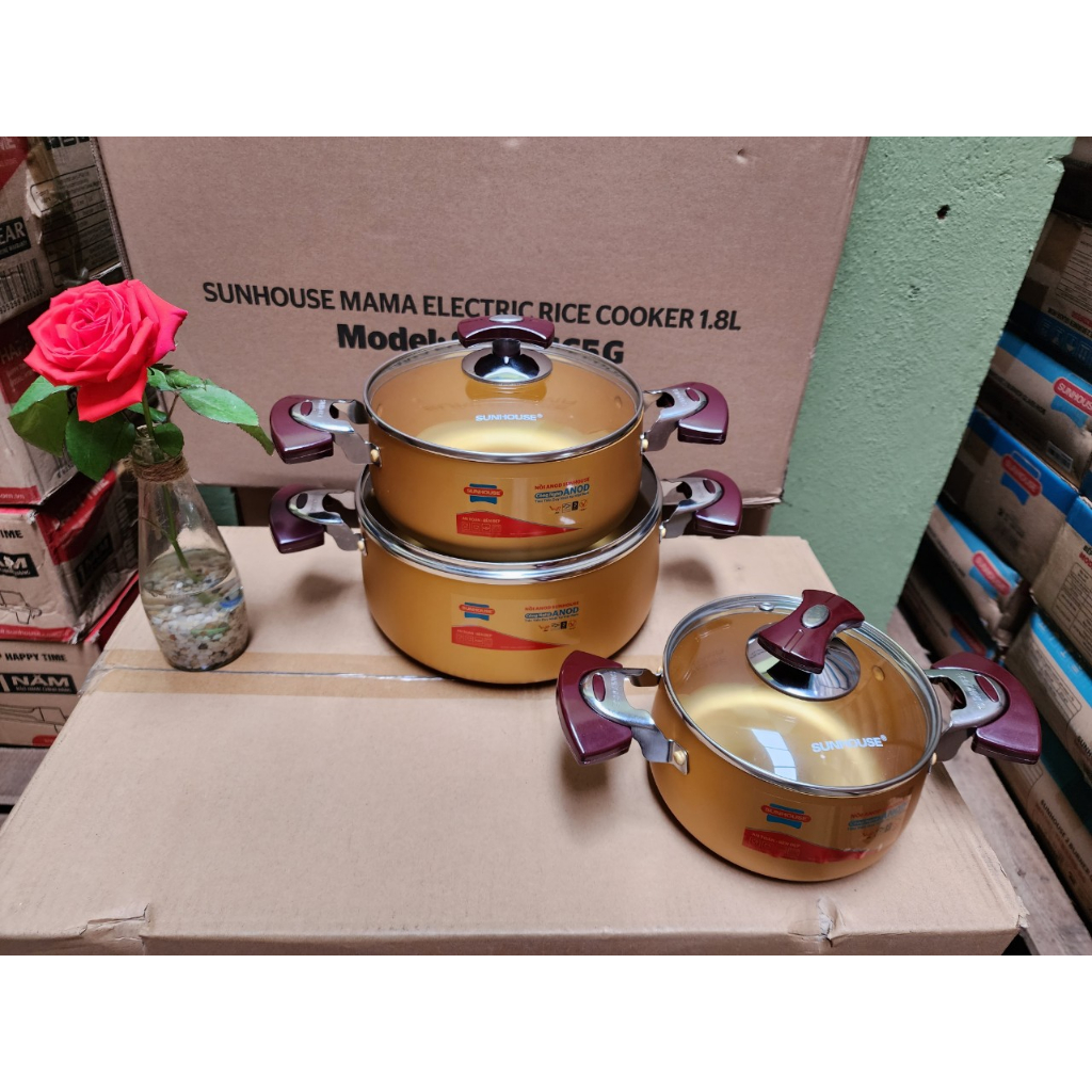 BỘ NỒI ANOD SUNHOUSE SH6634, Bảo hành 12 tháng