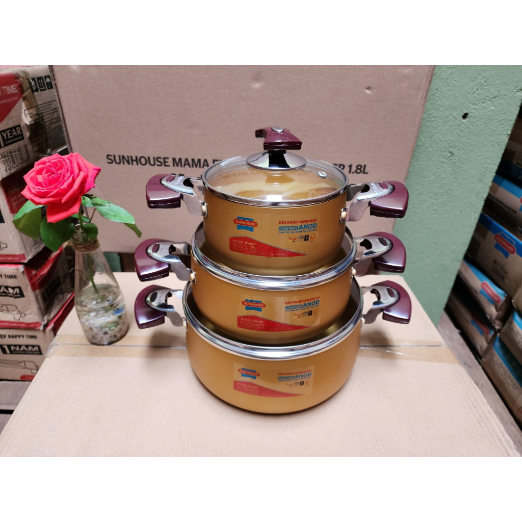 BỘ NỒI ANOD SUNHOUSE SH6634, Bảo hành 12 tháng