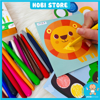 Bút sáp màu hữu cơ tự nhiên 24 cây bút cho bé tập tô vẽ sáng tạo cao cấp an toàn tuyệt đối cho trẻ không bẩn tay - Hobi