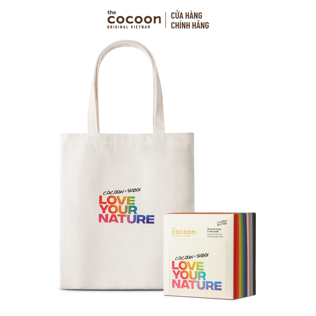 HÀNG TẶNG KHÔNG BÁN - Limited Edition Love Your Nature - Túi Vải + bông tẩy trang Love Your Nature