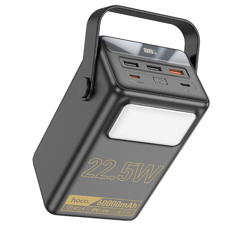 Sạc dự phòng Hoco J110 pin 60000mAh sạc nhanh QC22.5 + PD20W có 3 x USB và 2 x Type-C thích hợp đèn pin có quay sách