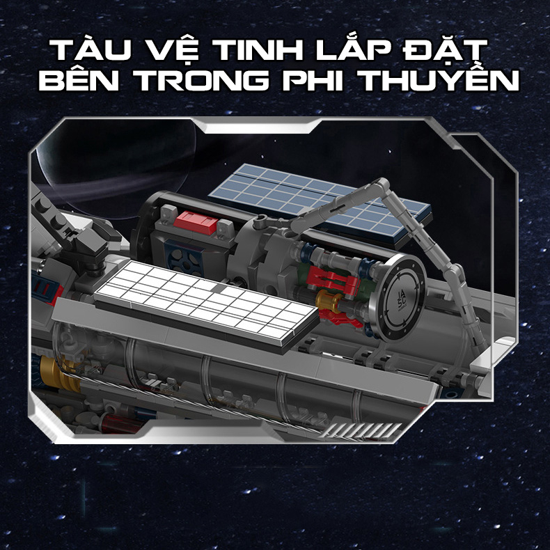Đồ Chơi Lắp Ráp Kiểu Lego Mô Hình Tàu Vũ Trụ Không Gian Nasa và Trạm Vệ Tinh SpaceShip Galaxy Jaki JK8502 Với 800+PCS