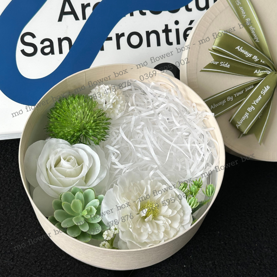 Hộp Tròn Hoa Lụa 3 Size Đường Kính 16 - 20 - 24cm - Handmade By Mơ Decor