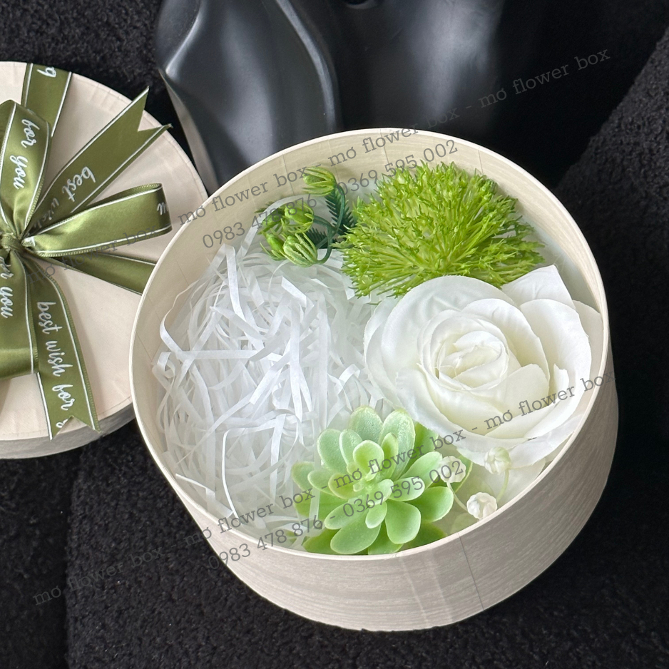 Hộp Tròn Hoa Lụa 3 Size Đường Kính 16 - 20 - 24cm - Handmade By Mơ Decor