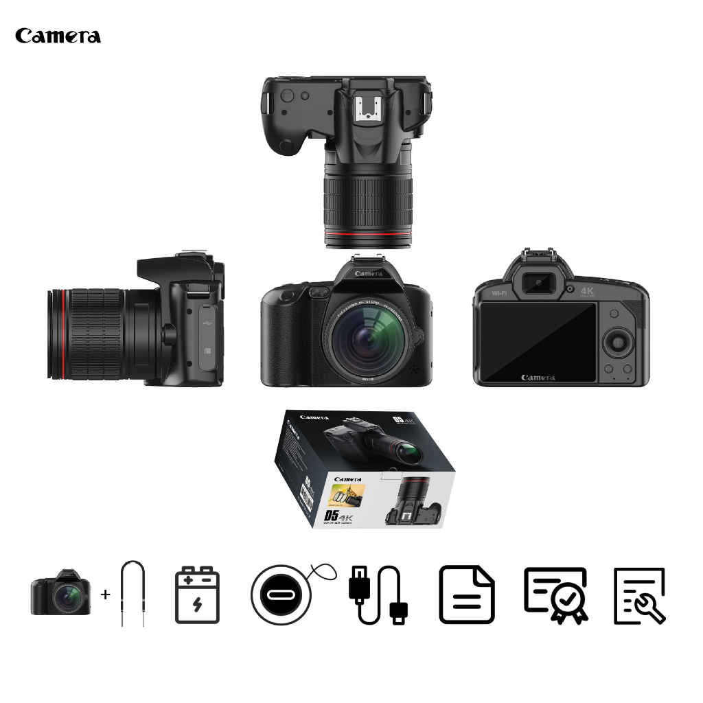 Máy ảnh kỹ thuật số mini Camera KAW-CORISU D5 triệu màu kết nối app, ống kính Lens, Micro, đèn chuyên nghiệp