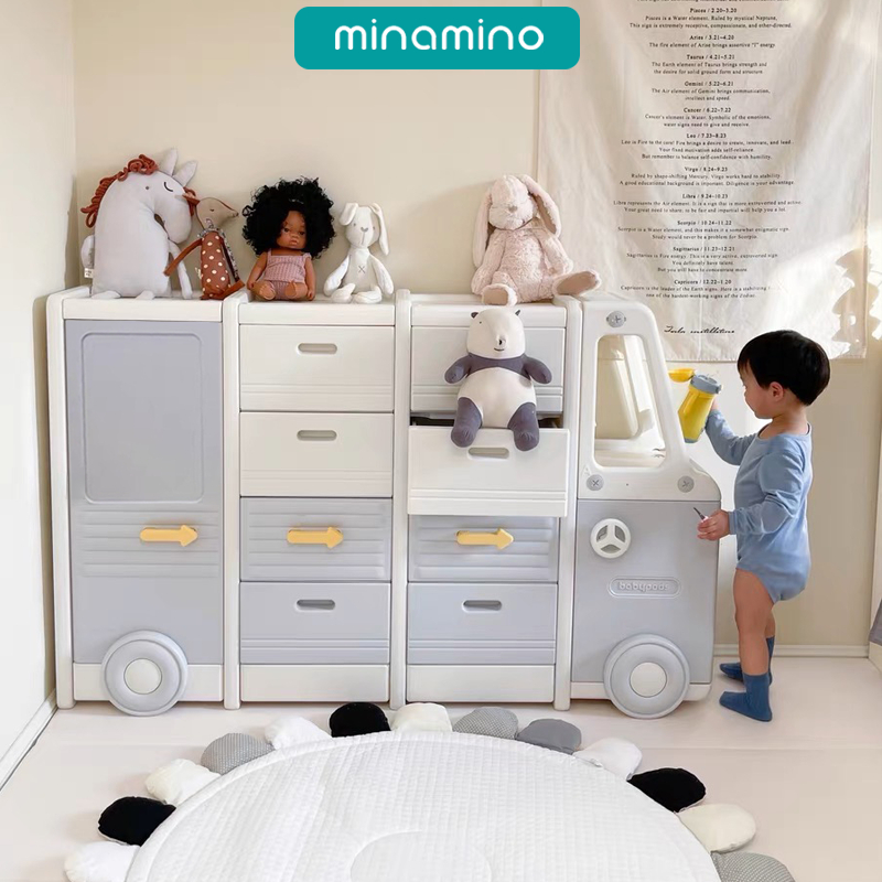 Tủ đựng đồ chơi đa năng Buggy cho bé mẫu mới 2023 hình ô tô, nhựa nguyên sinh cao cấp