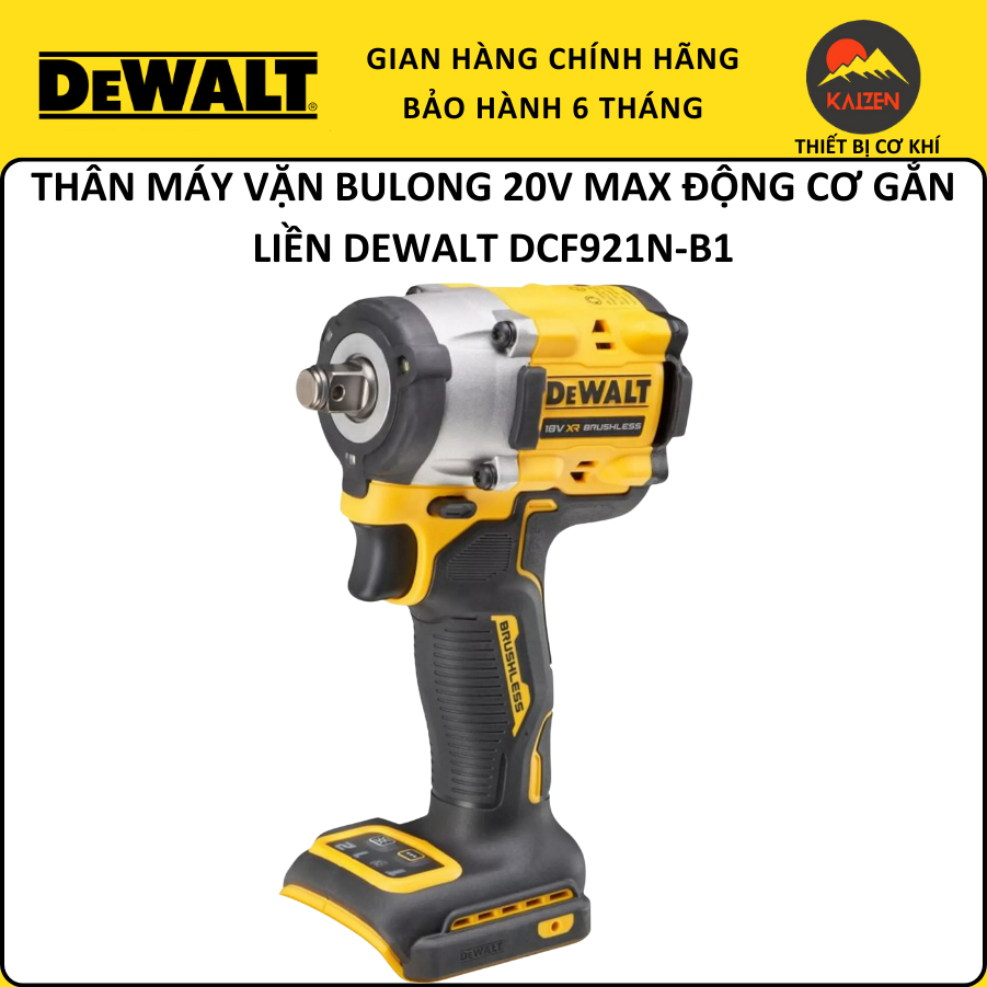 THÂN MÁY VẶN BULONG 20V MAX ĐỘNG CƠ GẮN LIỀN, DÒNG ATOMIC, NHÃN HIỆU DEWALT, MODEL:DCF921N-B1