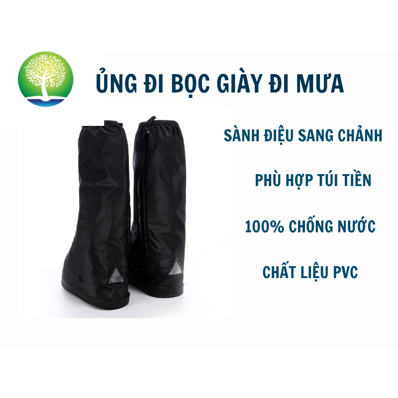 Ủng UniSex Sành Điệu Sang Chảnh Chuyên Bọc Giày Đi Mưa Cổ Cao Đế Cao Su Chống Trơn Trượt Chất Liệu Nhựa PVC Cao Cấp