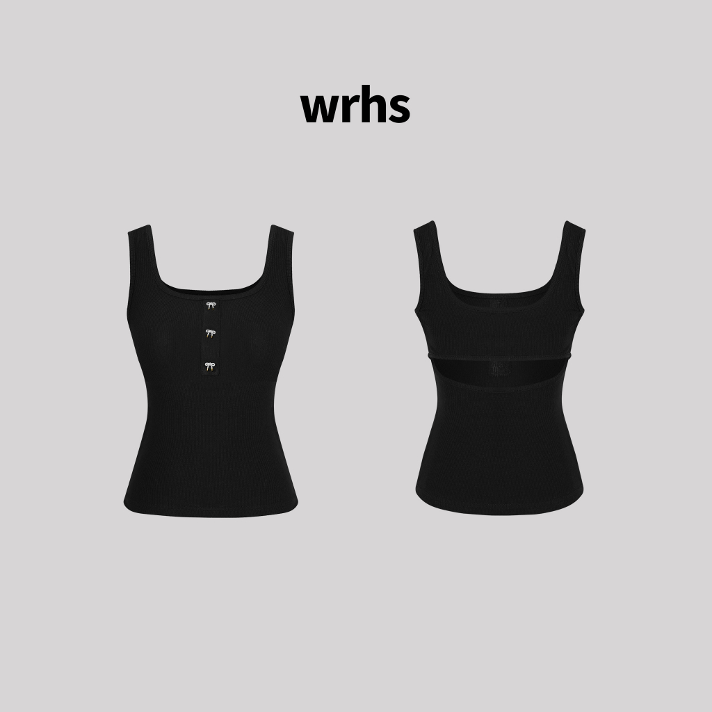 WRHS - Áo Tank Top Cúc Khoét Lưng Thun Co Giãn Nữ
