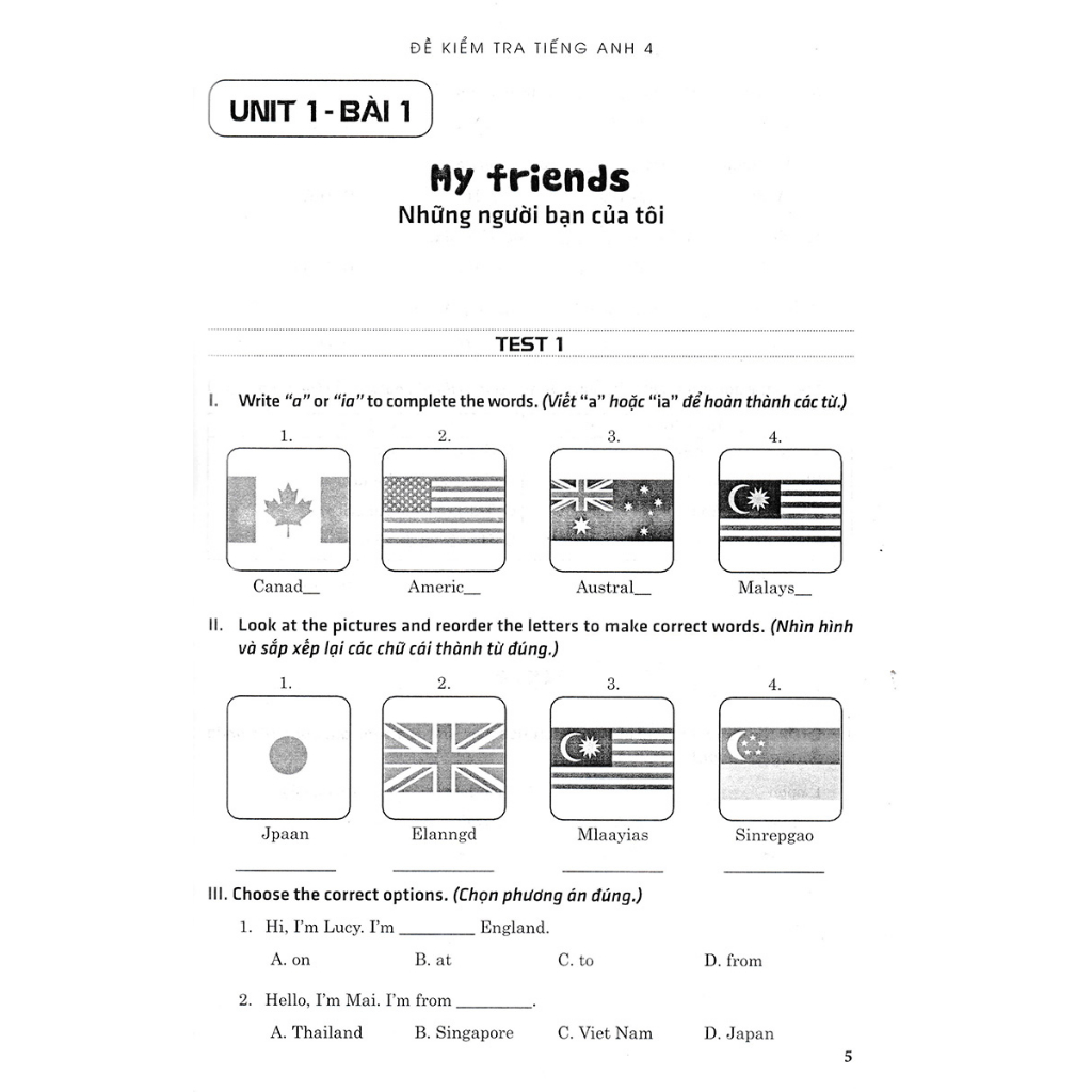 Sách - Đề Kiểm Tra Tiếng Anh 4 - Có Đáp Án  - HA