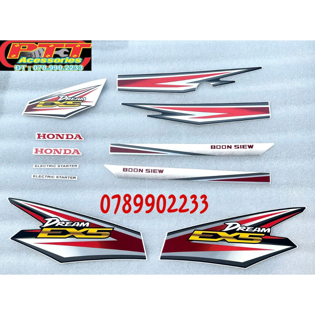 BỘ TEM XE DREAM EX5 MÀU ĐỎ