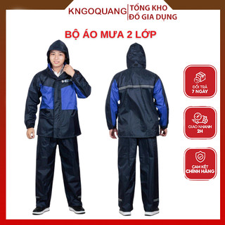 Áo mưa bộ 2 lớp, bộ quần áo mưa cao cấp chống thấm chất liệu dày dặn, áo mưa nam nữ